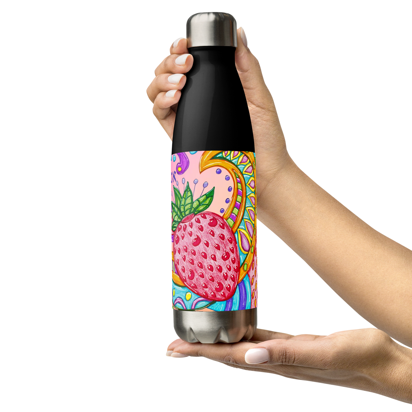 Insulated Stainless Steel Water Bottles 17oz Blk-72 Names of God-Big Picture-Aleph Nun Yud-4-137online.com