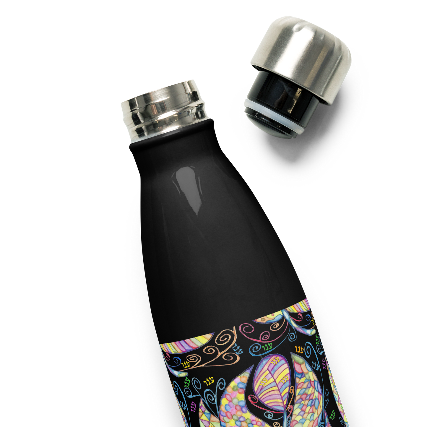 Insulated-Stainless-Steel-Water-Bottle-17oz-Blk-Appreciation-(72-Names-of-God-Ayin-Nun-Vav)-3-137online.com