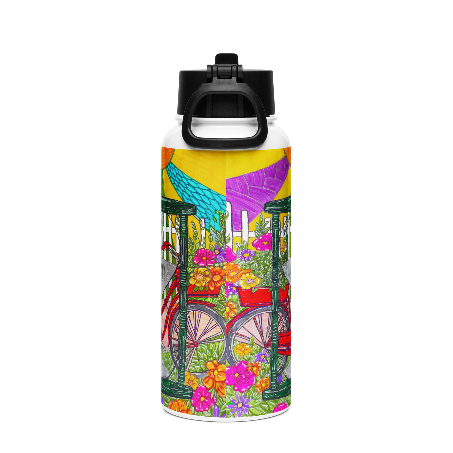 Stainless Steel Water Bottle with a Straw Lid 32-oz-Time-Travel-01-08