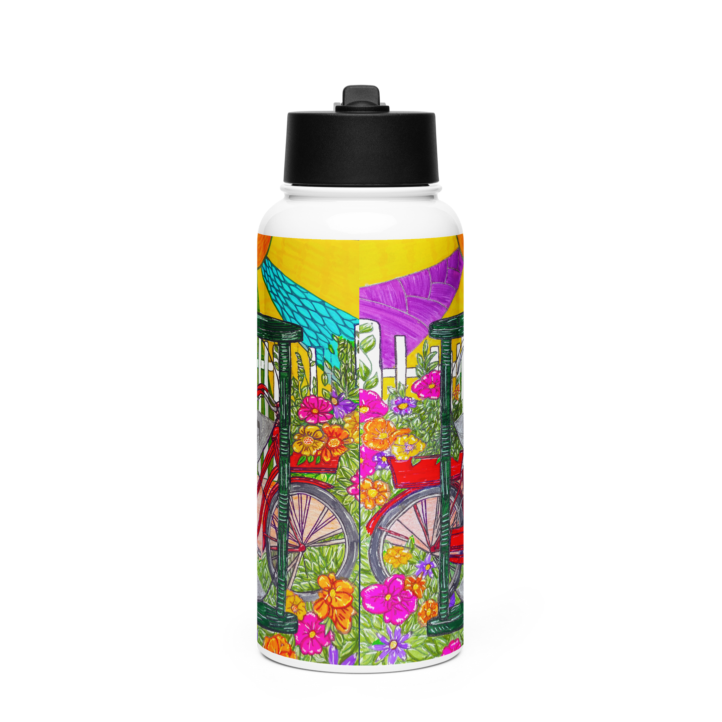 Stainless Steel Water Bottle with a Straw Lid 32-oz-Time-Travel-01-07