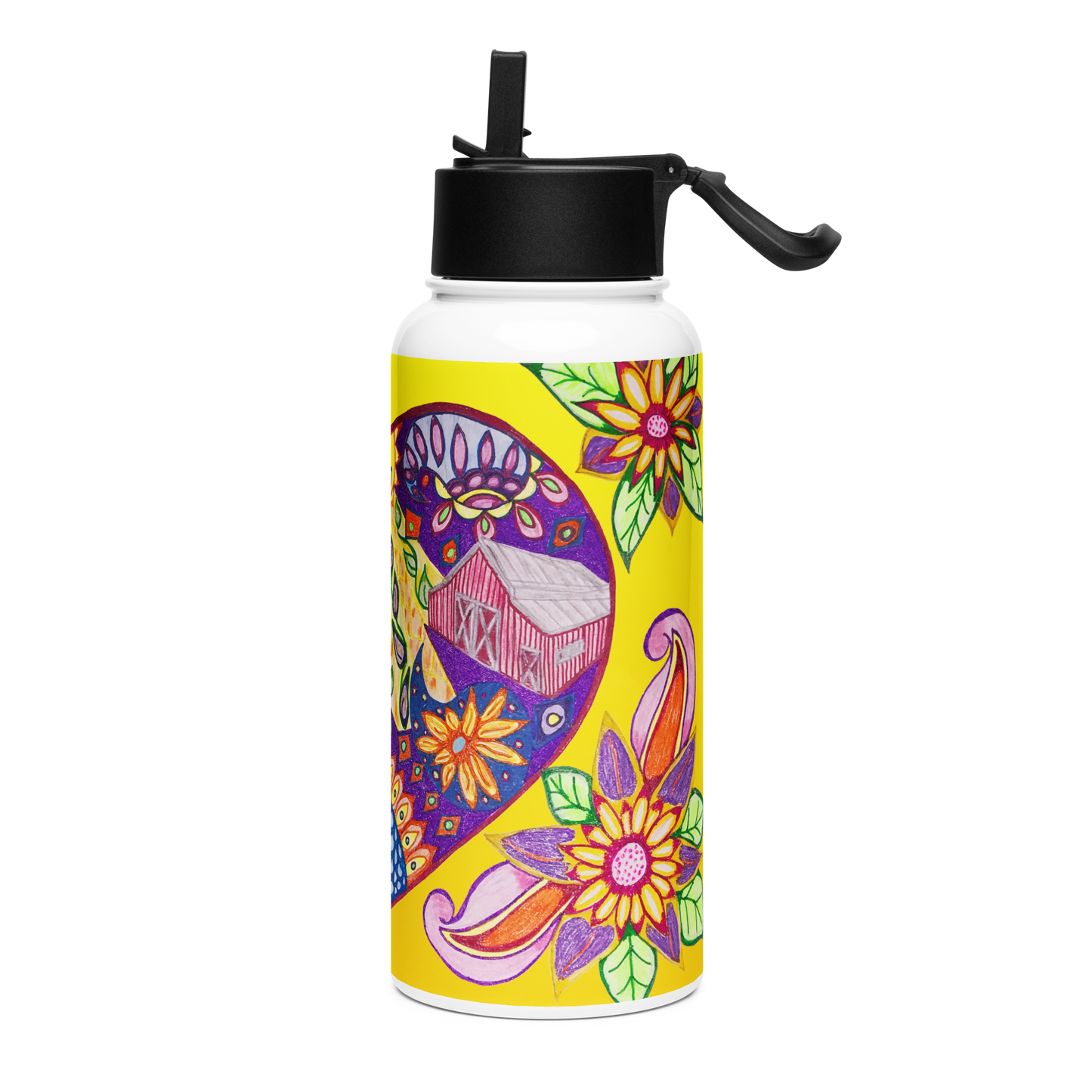 Stainless Steel Water Bottle with a Straw Lid 32-oz-Passion-52-02