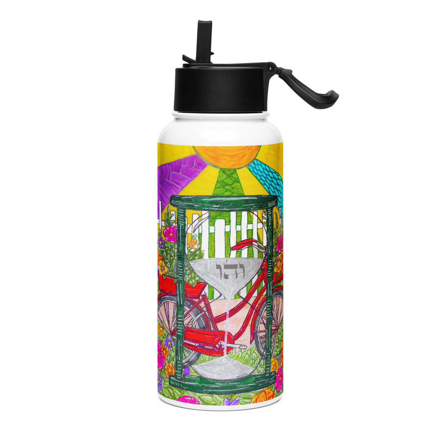 Stainless Steel Water Bottle with a Straw Lid 32-oz-Time-Travel-01-06