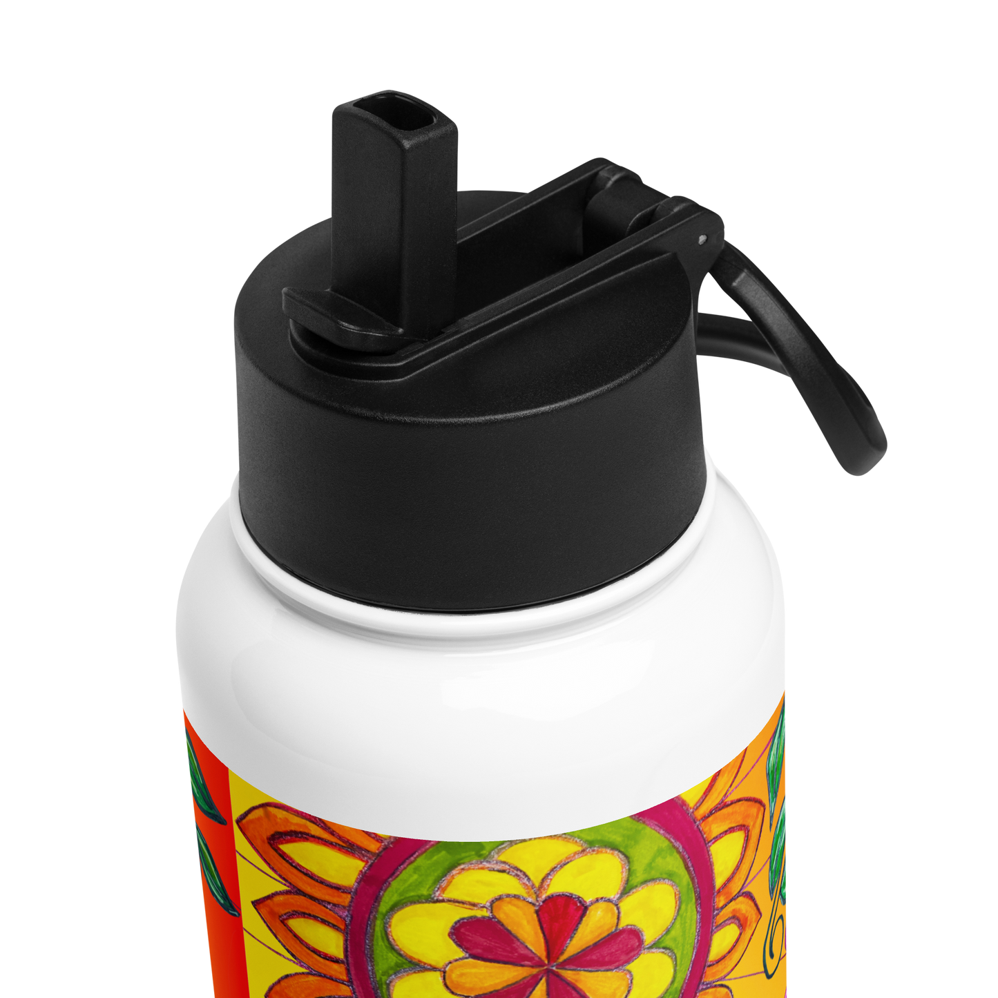 Insulated Stainless Steel Water Bottle with Straw, BPA-Free Sports Water Bottle, Great for Travel, 32 Oz, Very Colorful, Healing-05