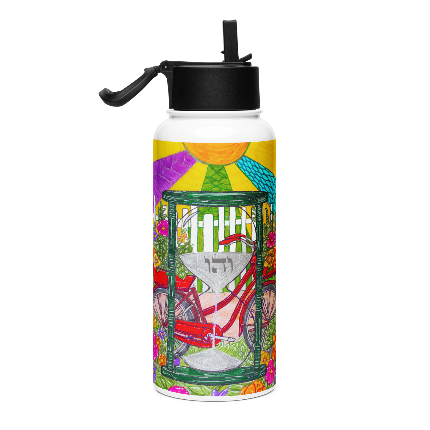 Stainless Steel Water Bottle with a Straw Lid 32-oz-Time-Travel-01-04