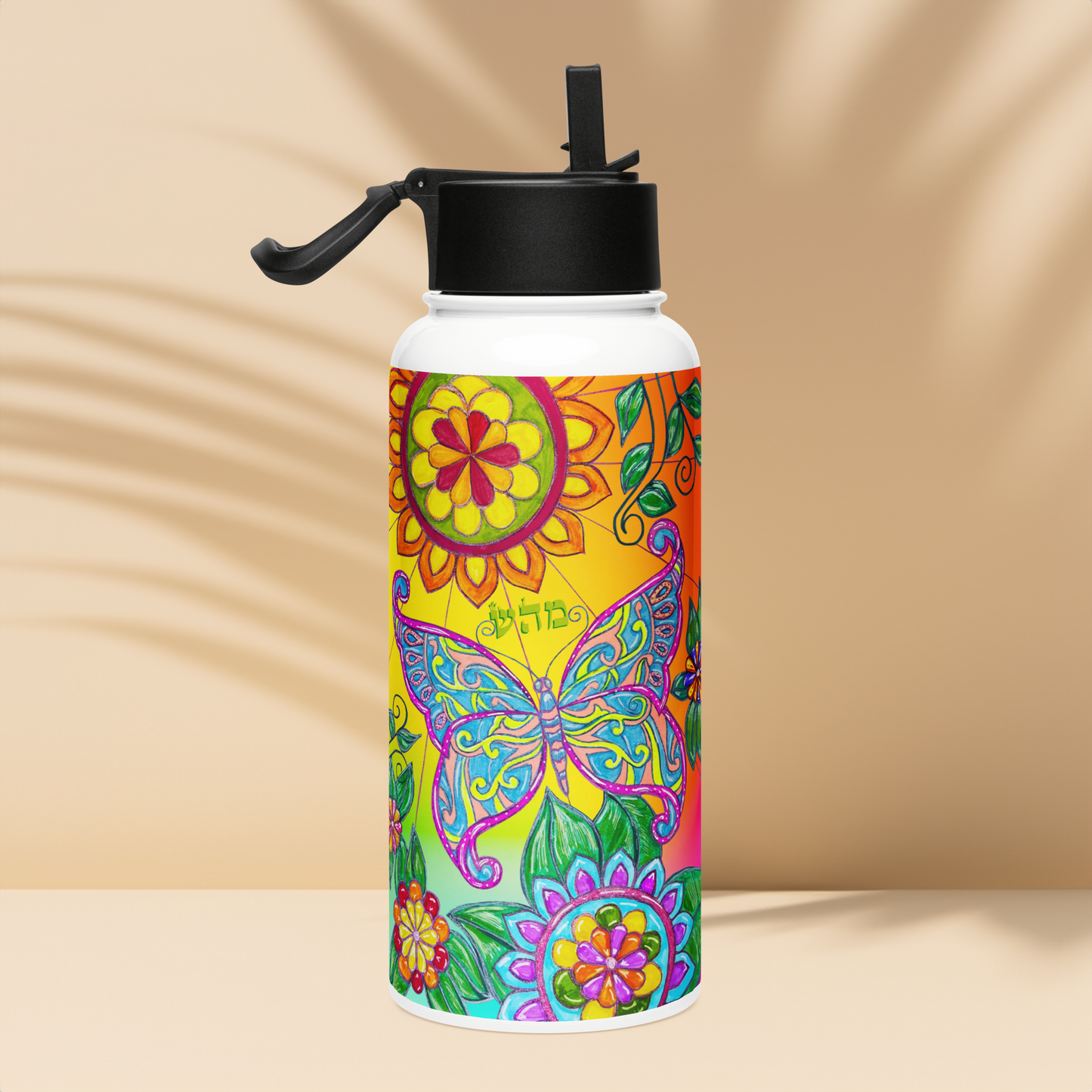Insulated Stainless Steel Water Bottle with Straw, BPA-Free Sports Water Bottle, Great for Travel, 32 Oz, Very Colorful, Healing-05