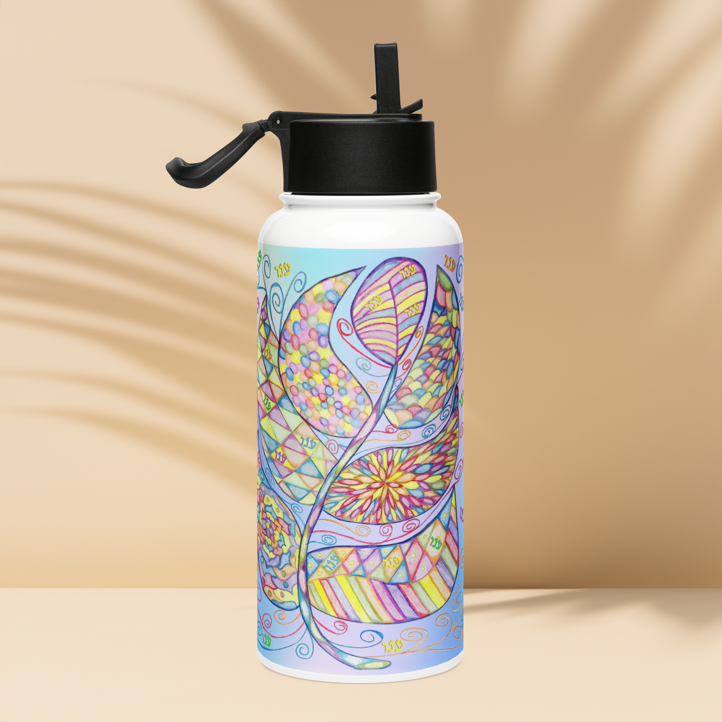 Insulated Stainless Steel Water Bottle with Straw, BPA-Free Sports Water Bottle, Great for Travel, 32 Oz, Very Colorful, Healing-05