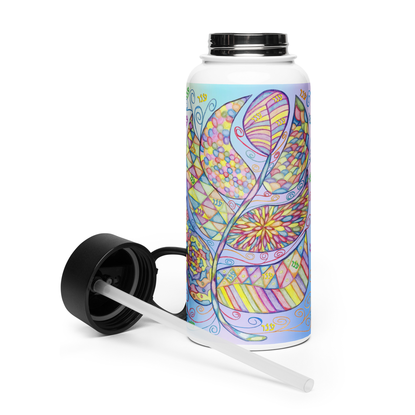 Insulated Stainless Steel Water Bottle with Straw, BPA-Free Sports Water Bottle, Great for Travel, 32 Oz, Very Colorful, Healing-05