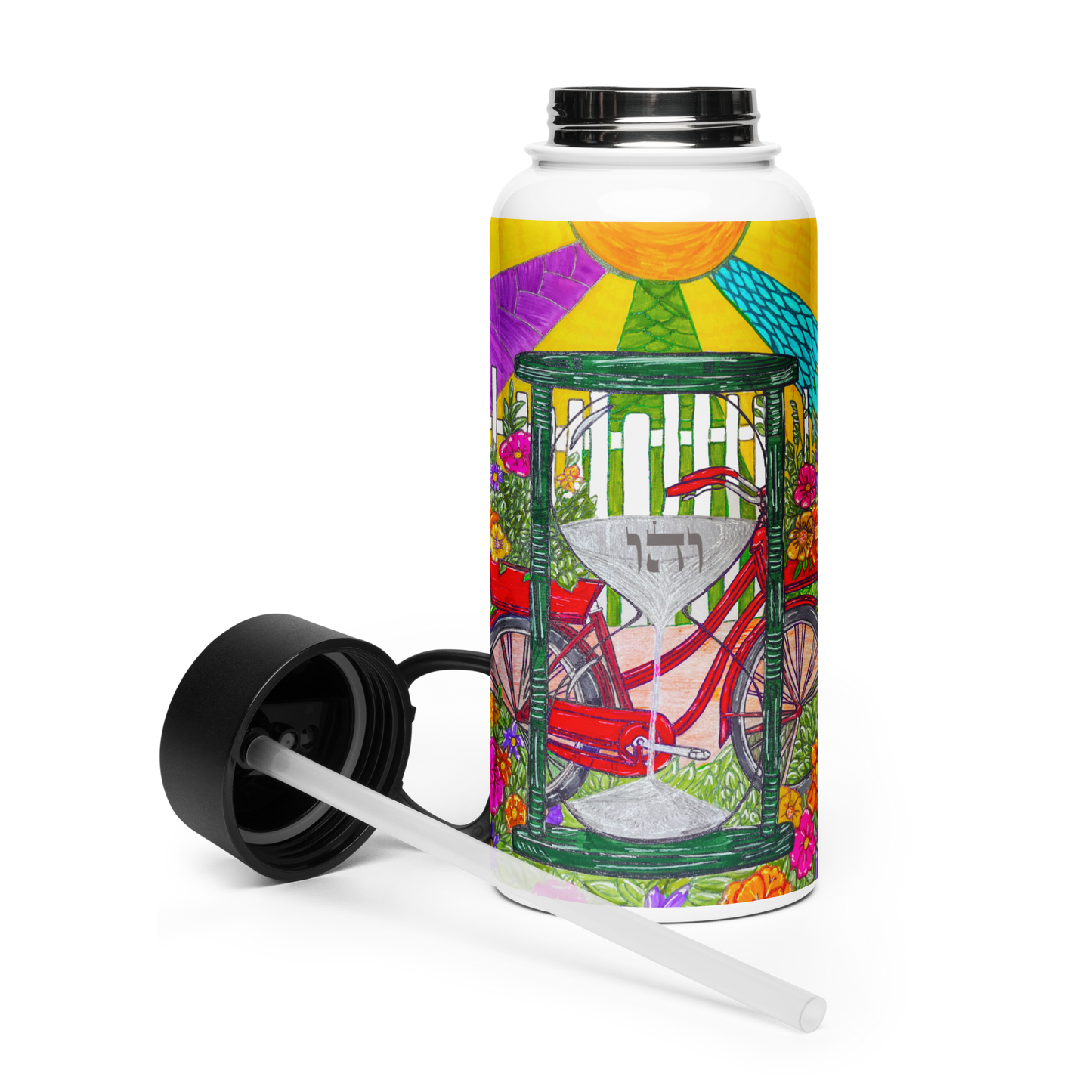 Stainless Steel Water Bottle with a Straw Lid 32-oz-Time-Travel-01-02