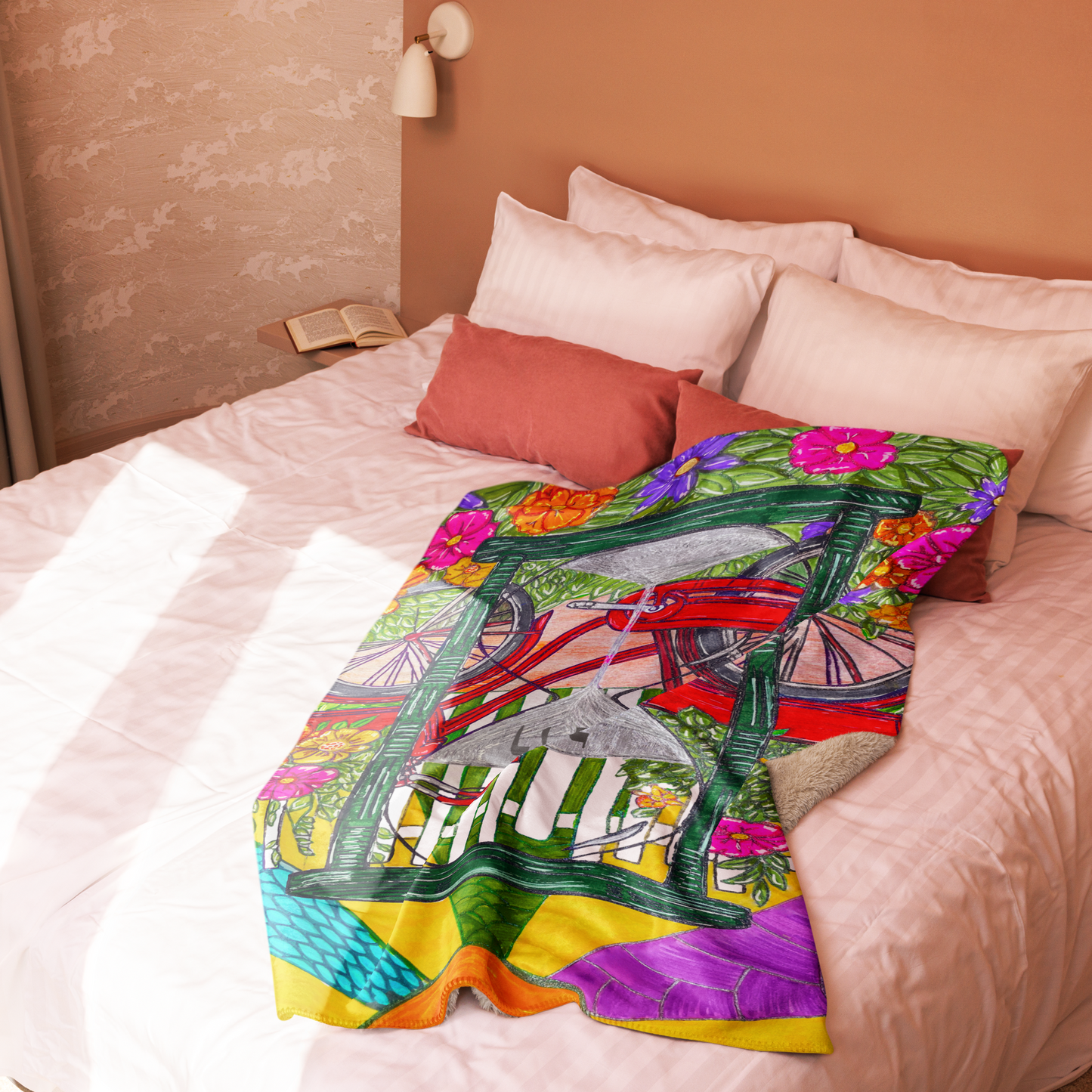 Sherpa Fleece Reversible Custom Throw Blanket for Couch-Time Travel-01-08