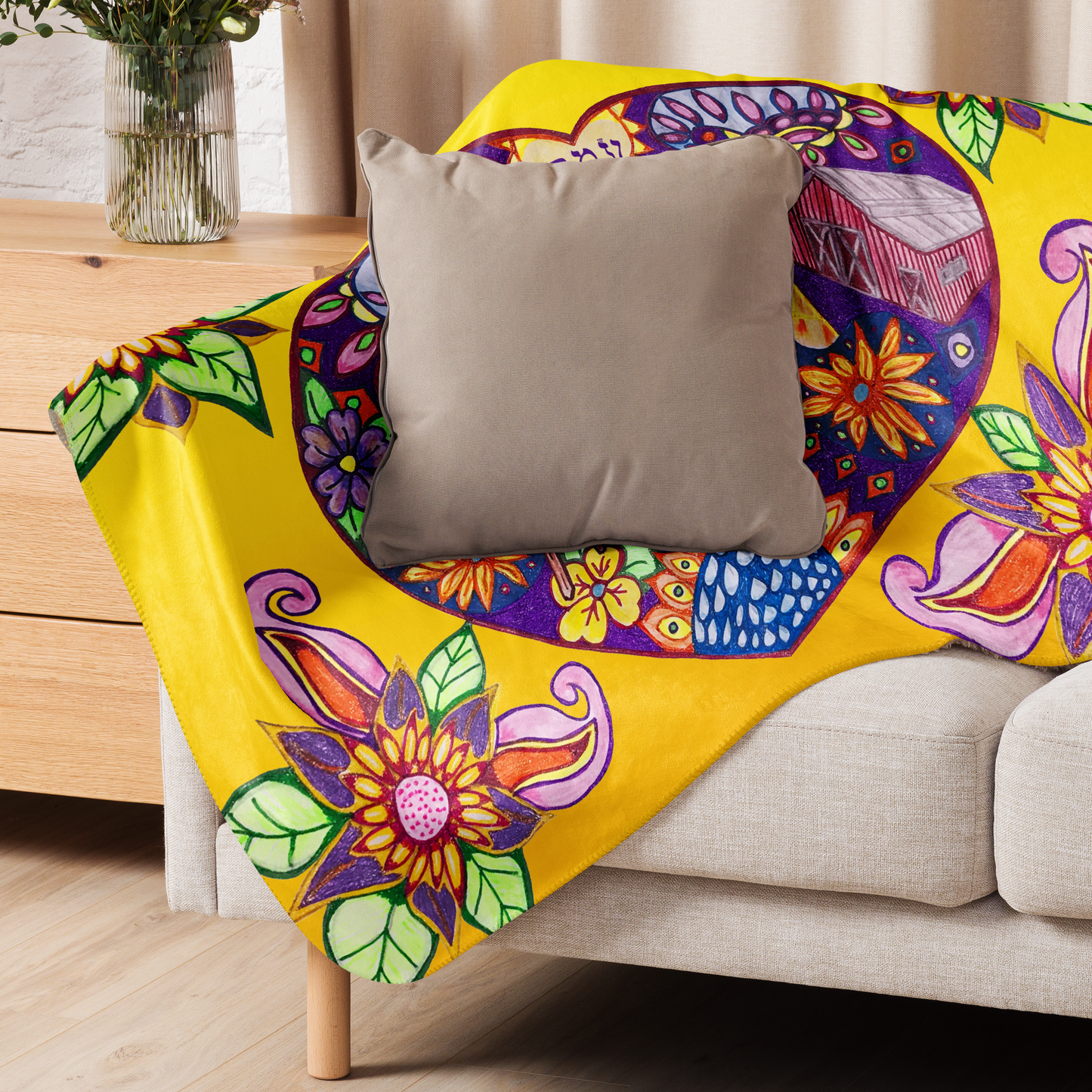 Sherpa Fleece Reversible Custom Throw Blanket for Couch-Passion-52-011