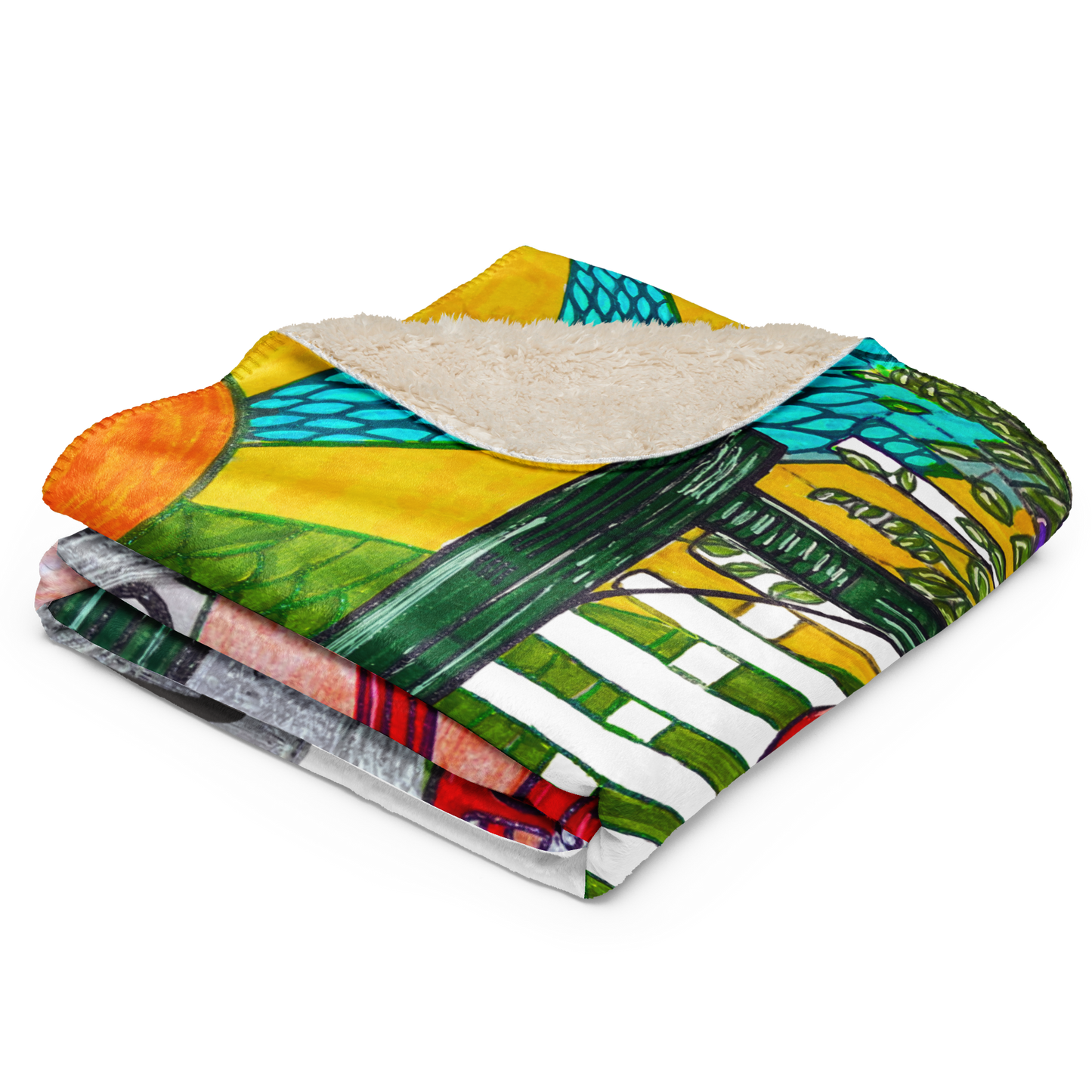 Sherpa Fleece Reversible Custom Throw Blanket for Couch-Time Travel-01-05