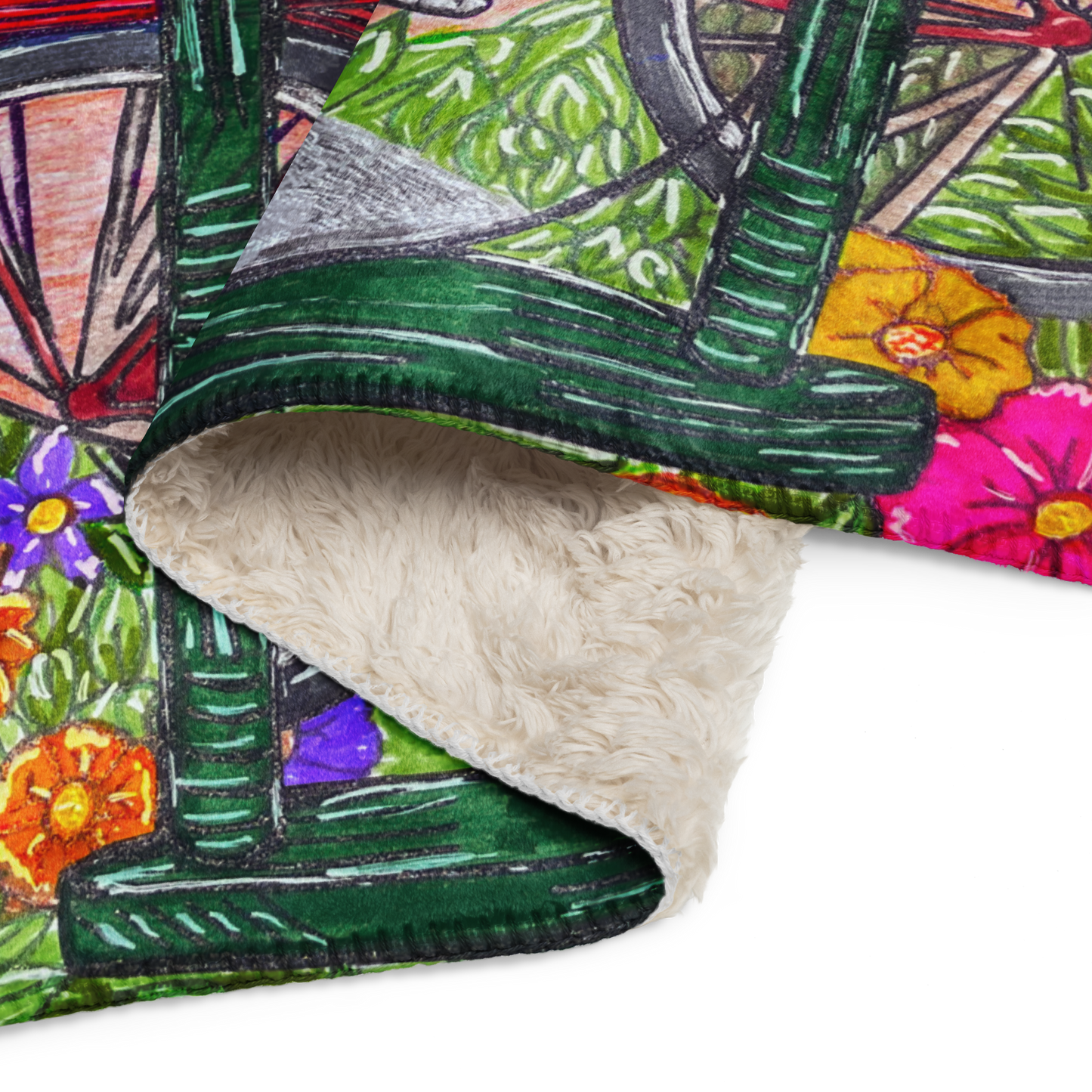 Sherpa Fleece Reversible Custom Throw Blanket for Couch-Time Travel-01-07