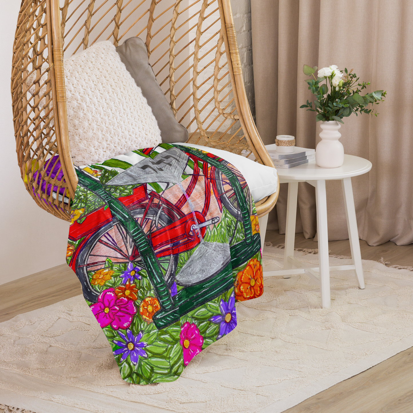 Sherpa Fleece Reversible Custom Throw Blanket for Couch-Time Travel-01-010