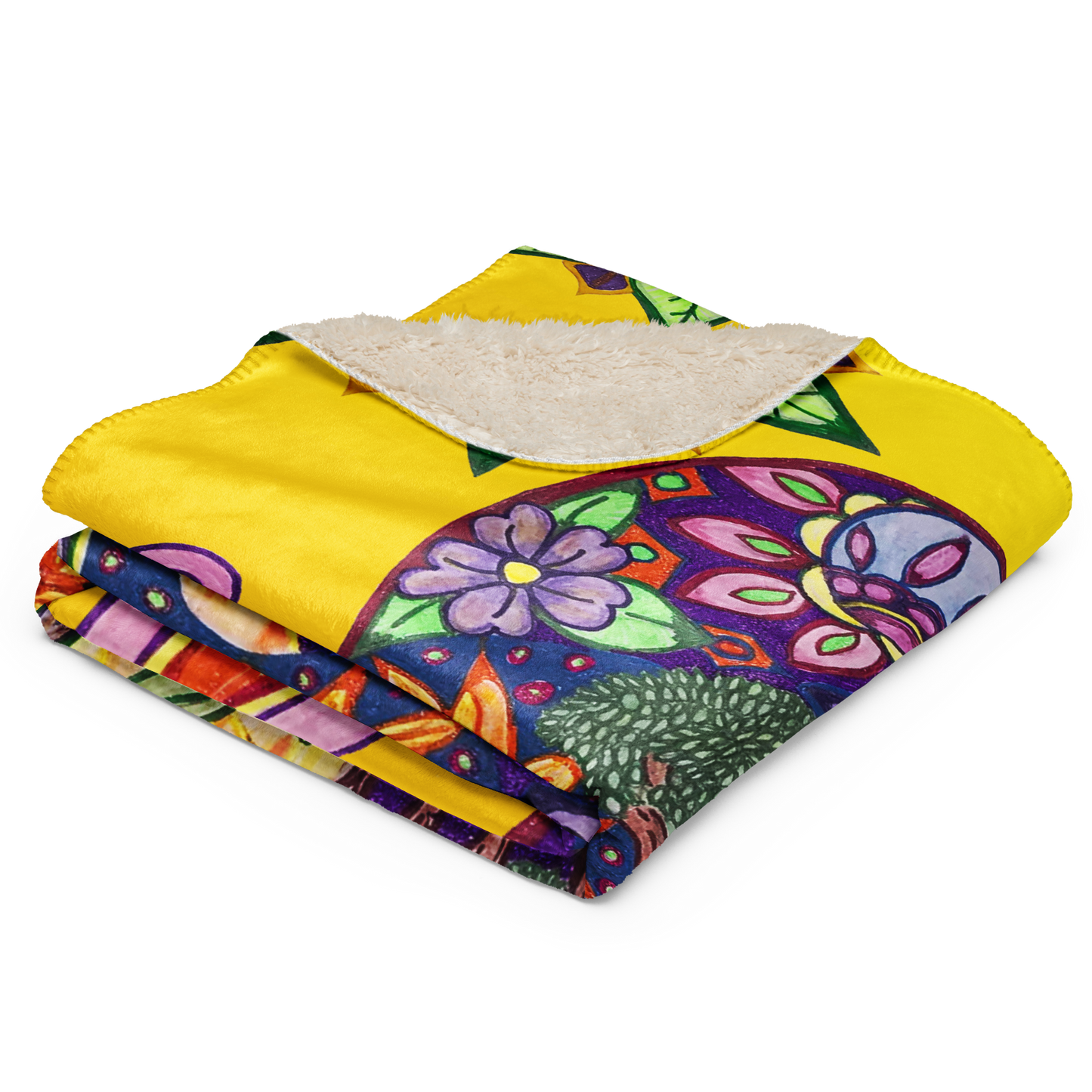 Sherpa Fleece Reversible Custom Throw Blanket for Couch-Passion-52-06