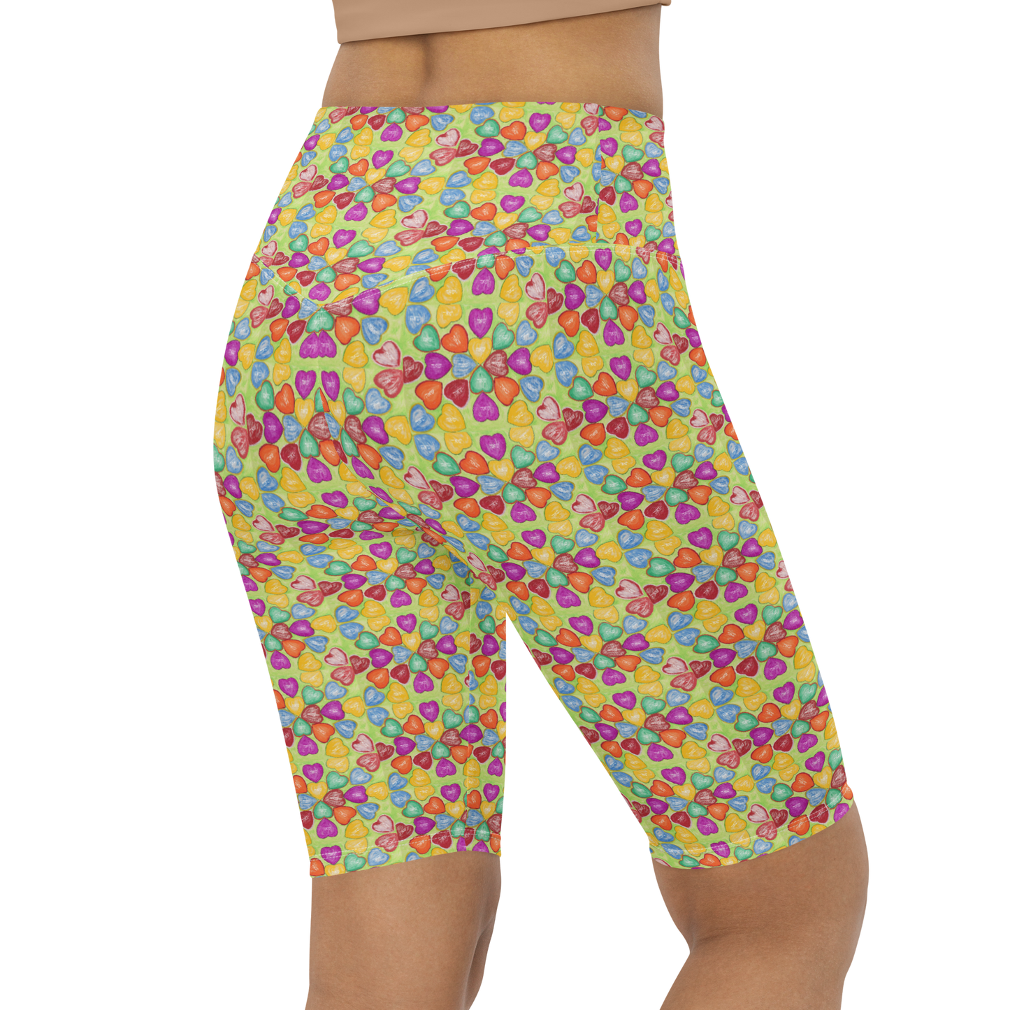  High Waisted Yoga Shorts-Soulmate-(72-Names-of-God-Shin-Aleph-Yud)-9-137online.com