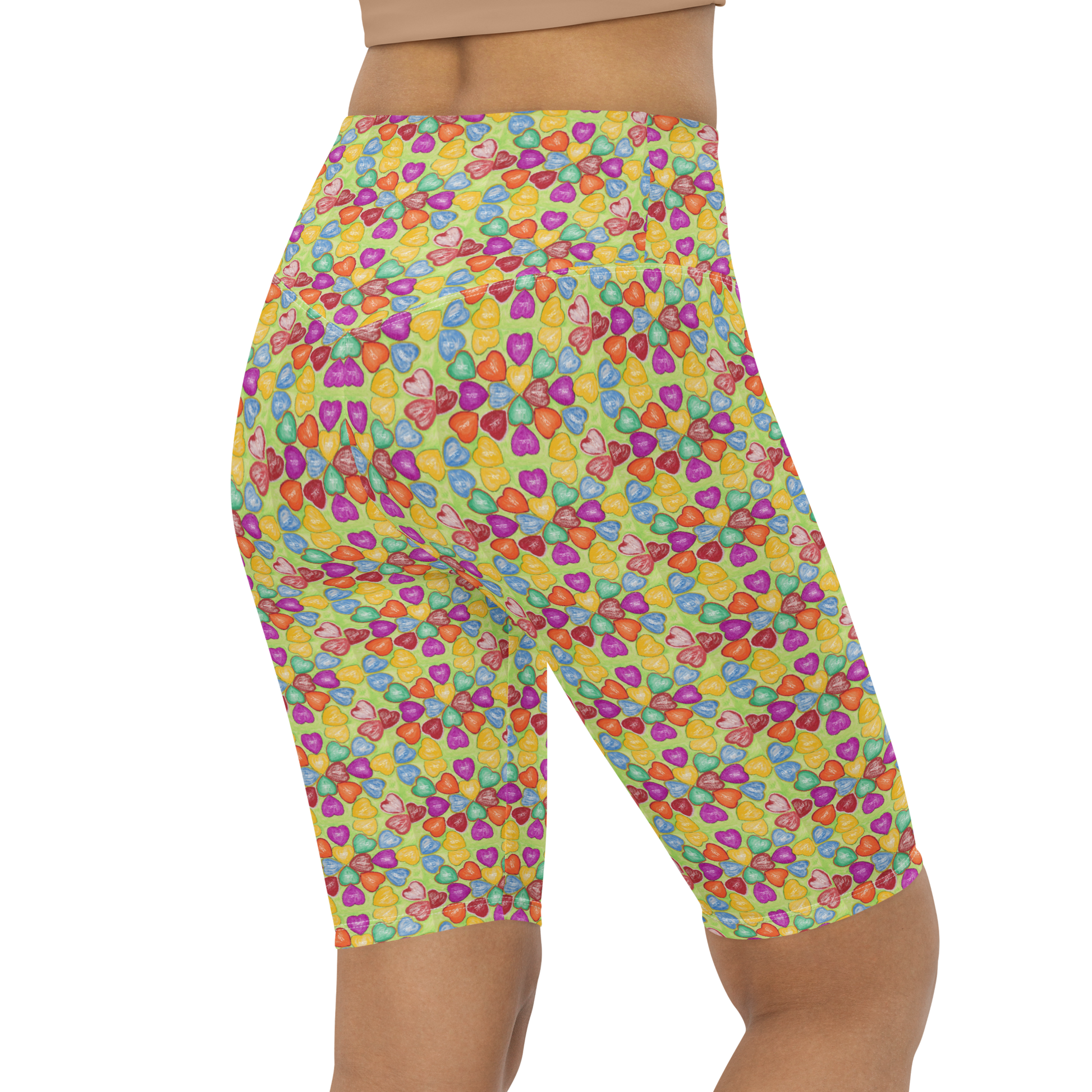  High Waisted Yoga Shorts-Soulmate-(72-Names-of-God-Shin-Aleph-Yud)-9-137online.com