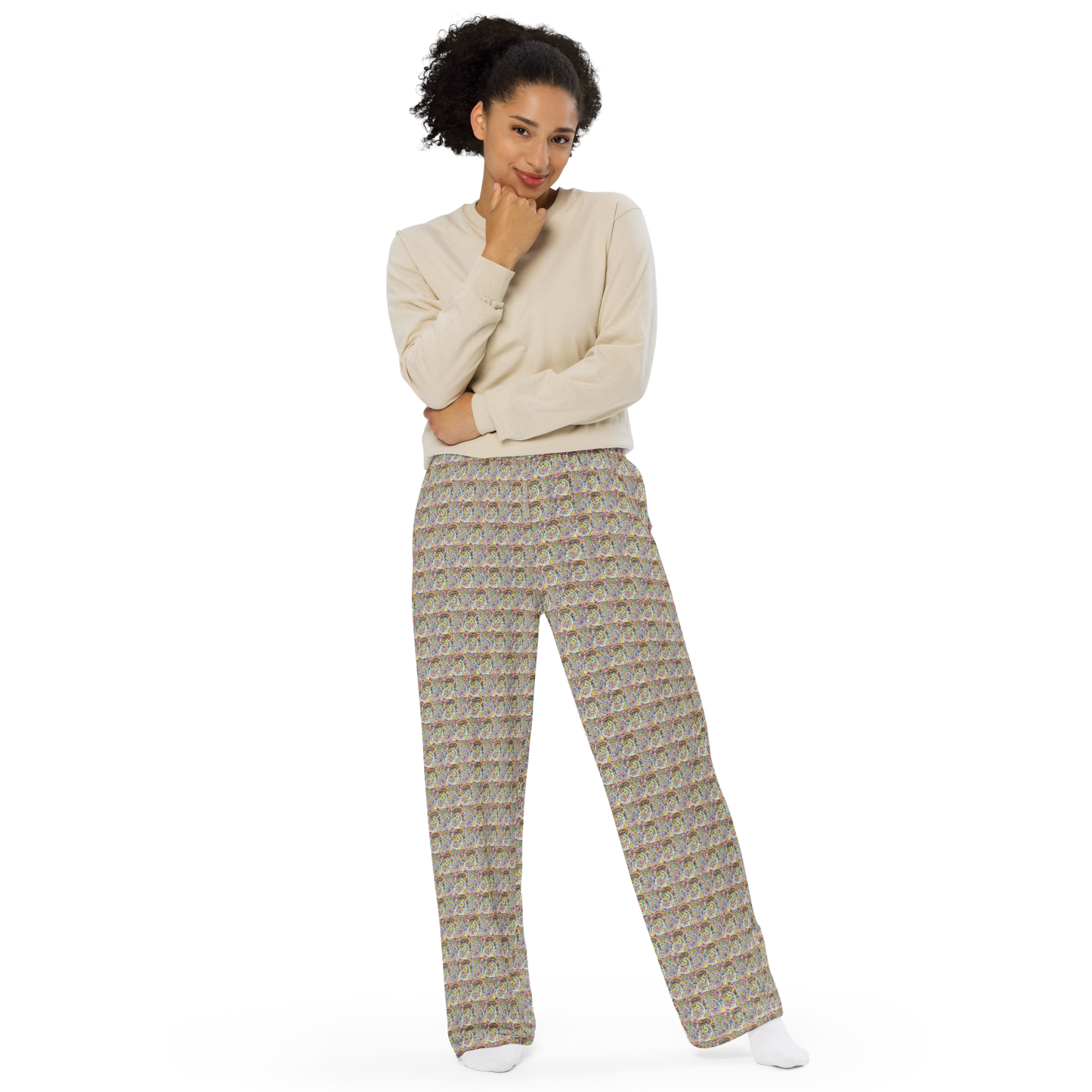 All-over Print Unisex Wide-leg Pajama Pants-Remove Addictions (72 Names of God-Pey Hey Lamed)