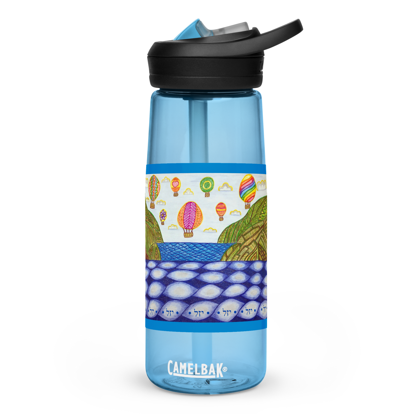 Leak-Proof-Sports-Water-Bottle-25oz-Blue-Heaven-on-Earth-(72-Names-of-God–Yud-Zayin-Lamed)-4-137online.com