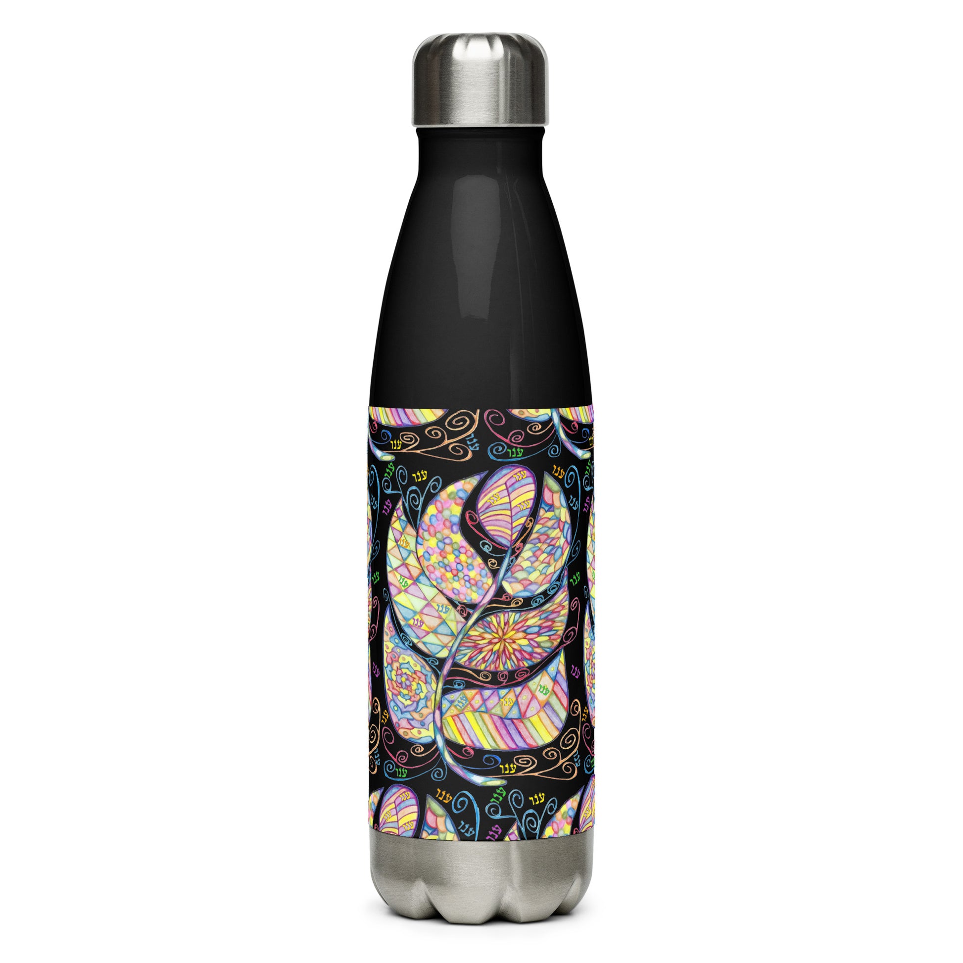 Stainless-Steel-Water-Bottle-17oz-Blk-Appreciation-(72-Names-of-God-Ayin-Nun-Vav)-1-137online.com
