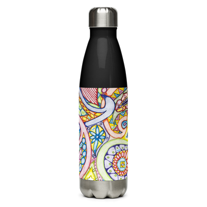 Insulated Stainless Steel Water Bottle 17oz Blk-72 Names of God- Remove Addictions-Pey Hey Lamed