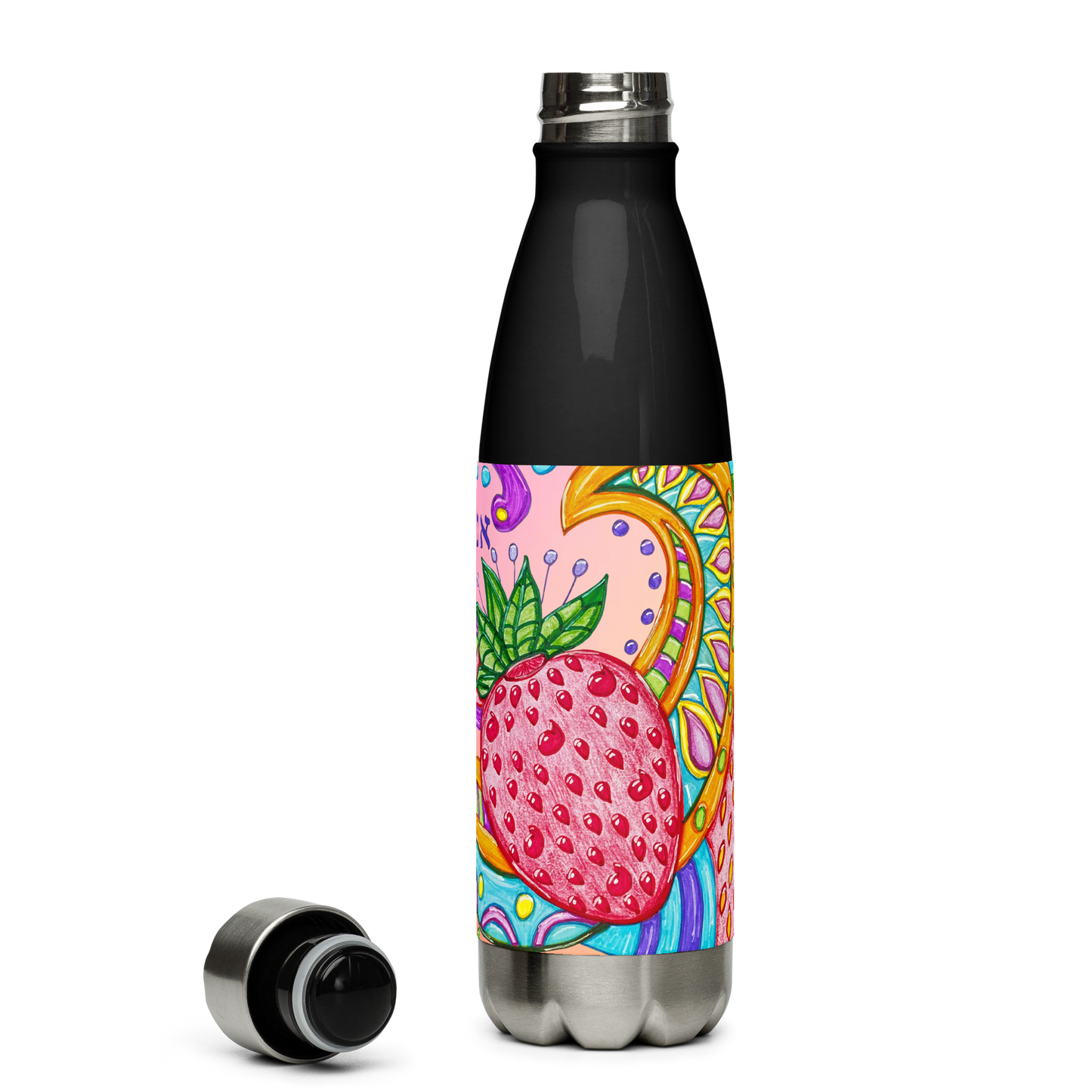 Insulated Stainless Steel Water Bottles 17oz Blk-72 Names of God-Big Picture-Aleph Nun Yud-3-137online.com