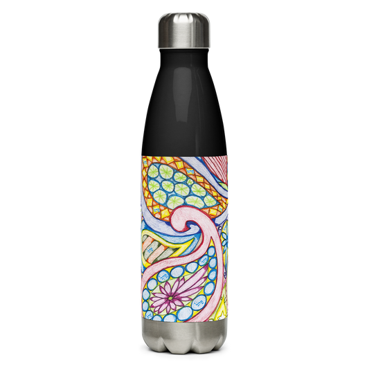 Insulated Stainless Steel Water Bottle 17oz Blk-72 Names of God- Remove Addictions-Pey Hey Lamed