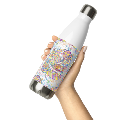 Insulated-Stainless Steel Water Bottle 17oz-Wht-Appreciation (72 Names of God-Ayin Nun Vav)-13-137online.com