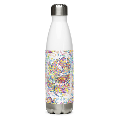 Insulated-Stainless Steel Water Bottle 17oz-Wht-Appreciation (72 Names of God-Ayin Nun Vav)-1-137online.com