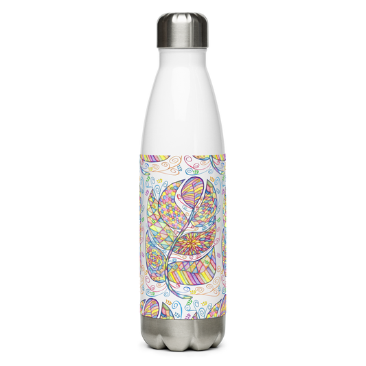 Insulated-Stainless Steel Water Bottle 17oz-Wht-Appreciation (72 Names of God-Ayin Nun Vav)-1-137online.com