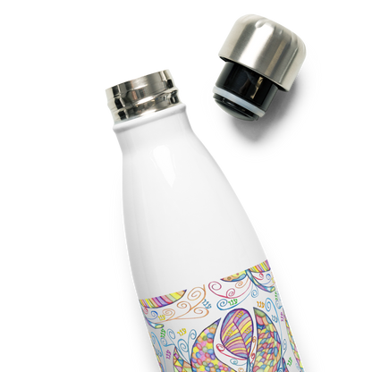 Insulated-Stainless Steel Water Bottle 17oz-Wht-Appreciation (72 Names of God-Ayin Nun Vav)-3-137online.com