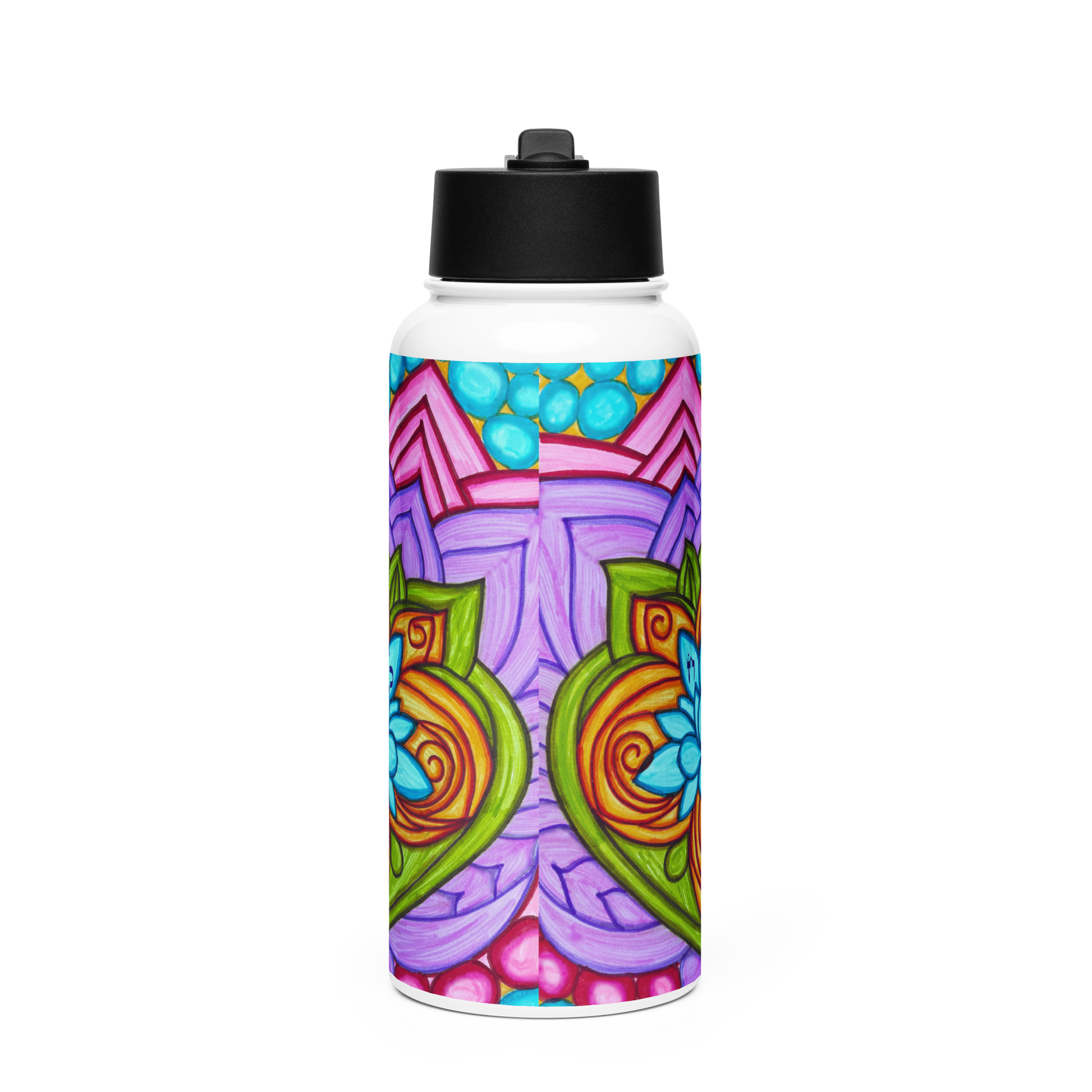 Stainless Steel Water Bottle with a Straw Lid 32-oz-Forget-Thyself-34-02