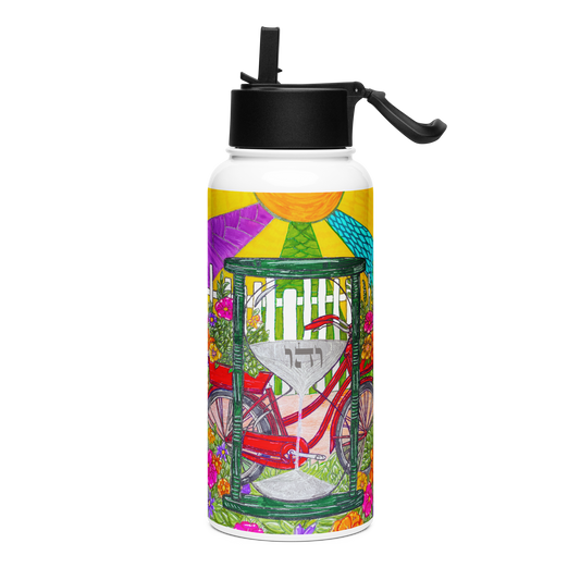 Stainless Steel Water Bottle with a Straw Lid 32-oz-Time-Travel-01-01