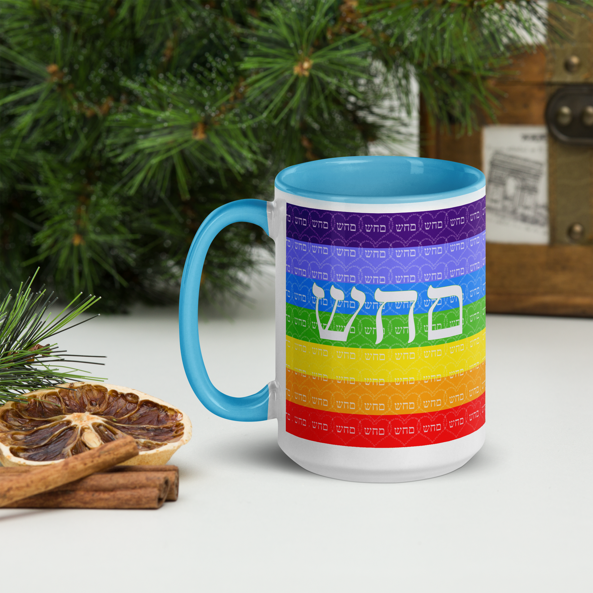 Custom-Coffee-Mug-with-Color-Inside-15oz-Blu-Heal-Yourself-(72-Names-of-God-Mem-Hey-Shin)-6-137online.com