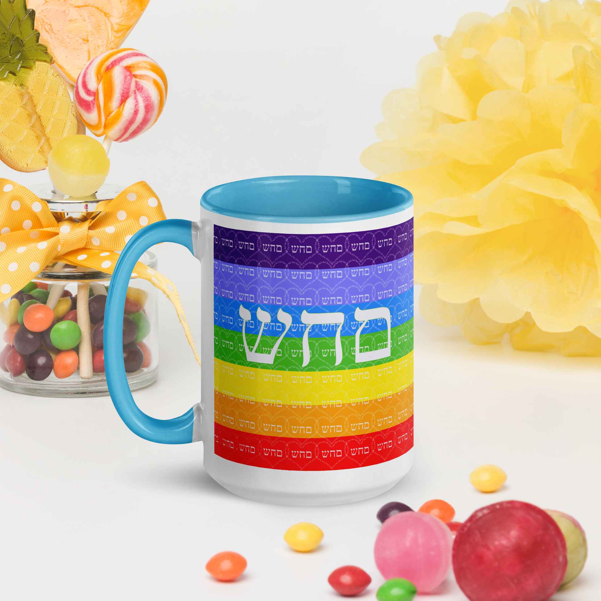 Custom-Coffee-Mug-with-Color-Inside-15oz-Blu-Heal-Yourself-(72-Names-of-God-Mem-Hey-Shin)-5-137online.com