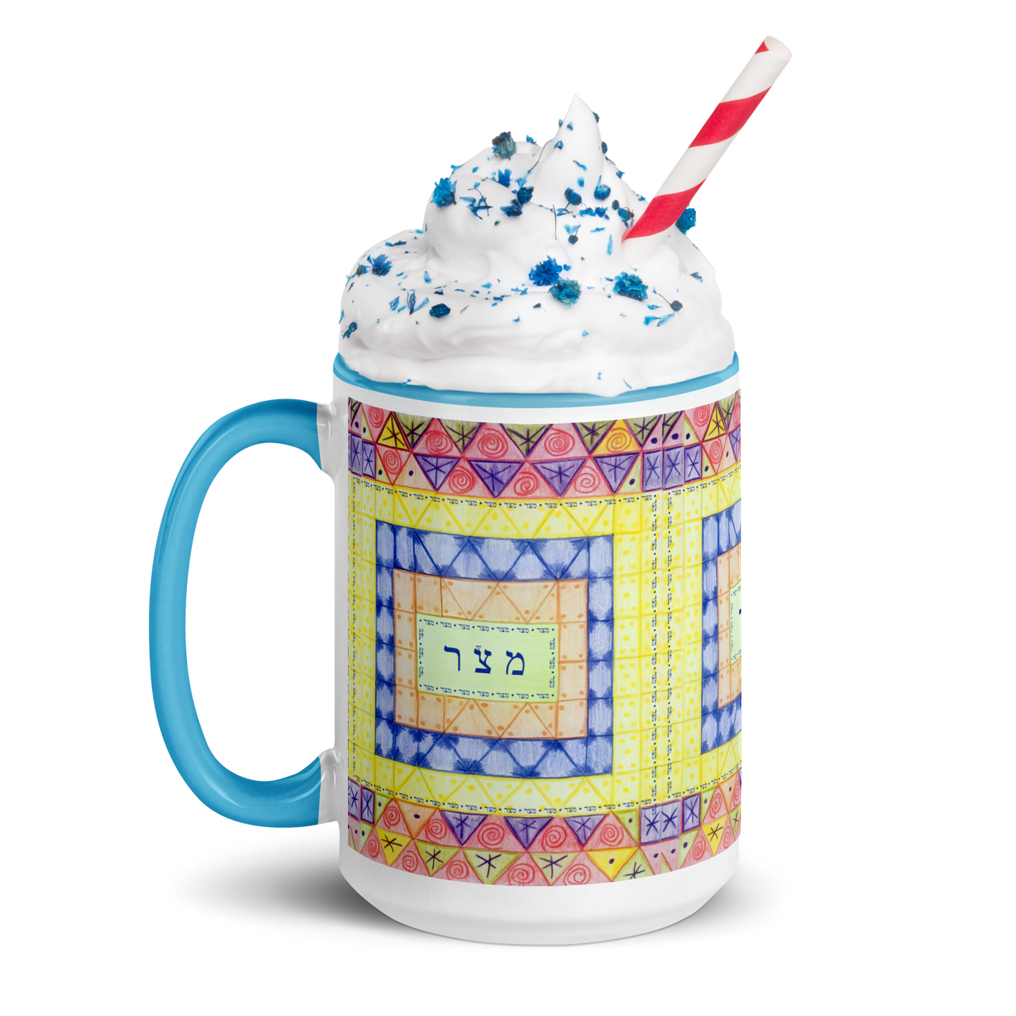 Custom-Coffee-Mug-with-Color-Inside-15oz-Blu-Freedom-(72-Names-of-God–Mem-Zadik-Resh)-1-137online.com