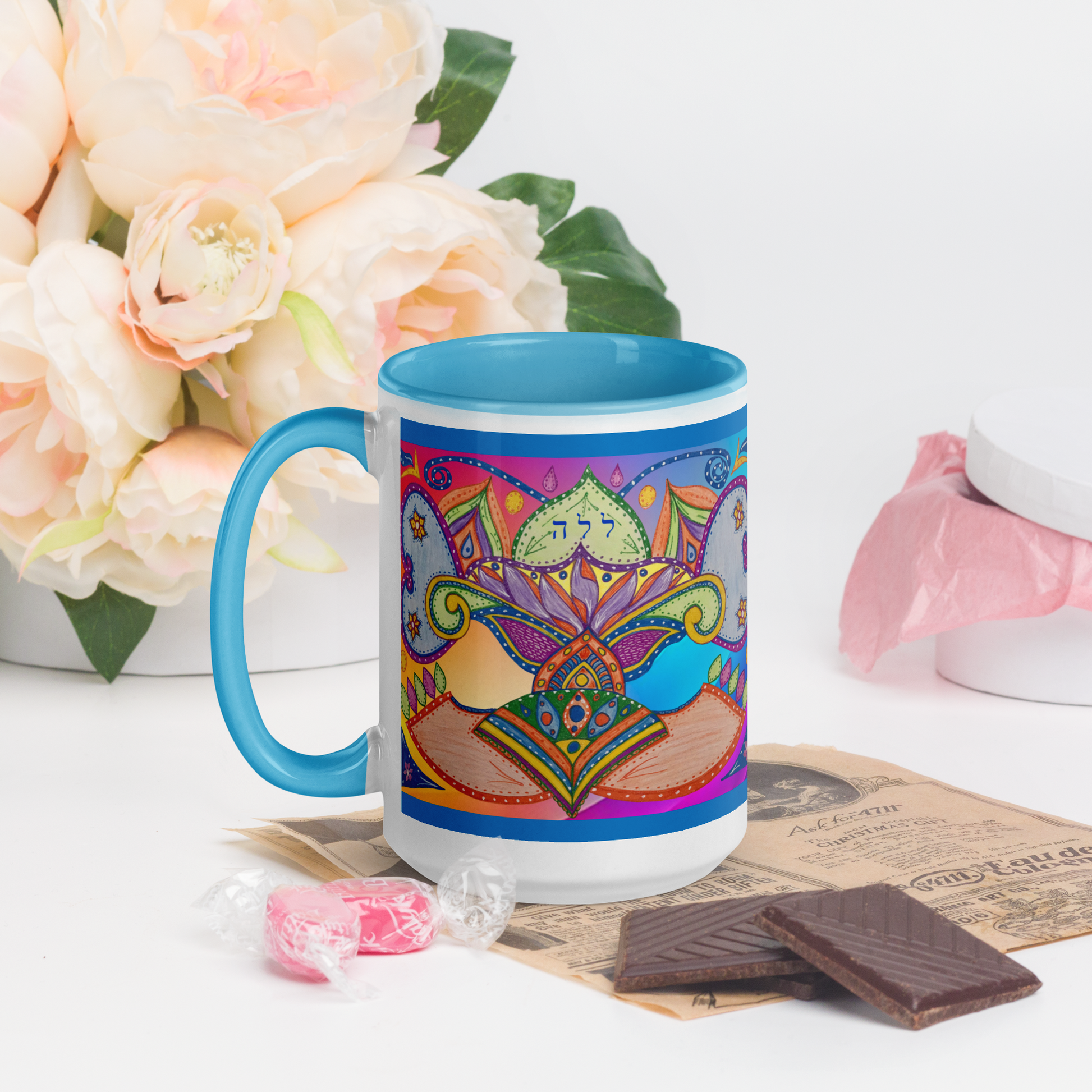 Custom Coffee Mug with Color Inside 15oz-Blu-Dreams (72 Names of God-Ayin-Lamed-Hey)-4-137online.com