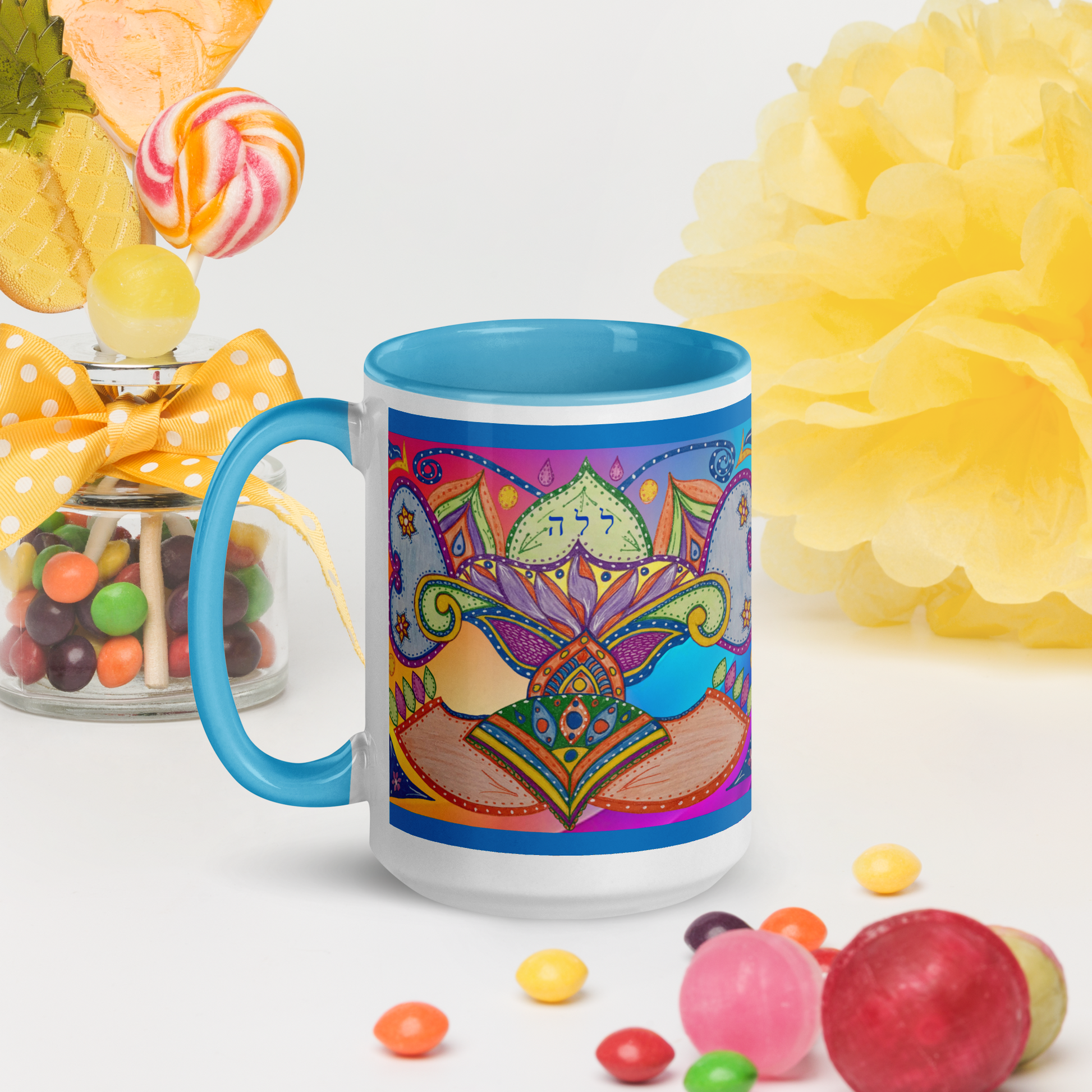 Custom Coffee Mug with Color Inside 15oz-Red-Dreams (72 Names of God-Ayin-Lamed-Hey)-4-137online.com