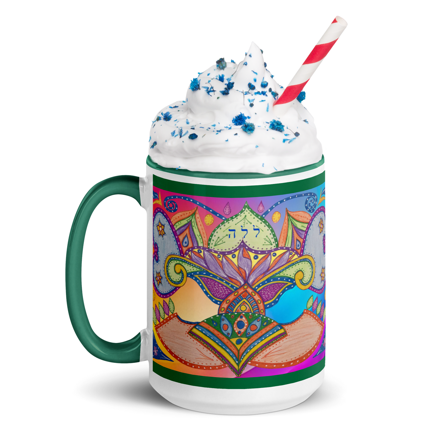 Custom Coffee Mug with Color Inside 15oz-Grn-Dreams (72 Names of God-Ayin-Lamed-Hey)-2-137online.com