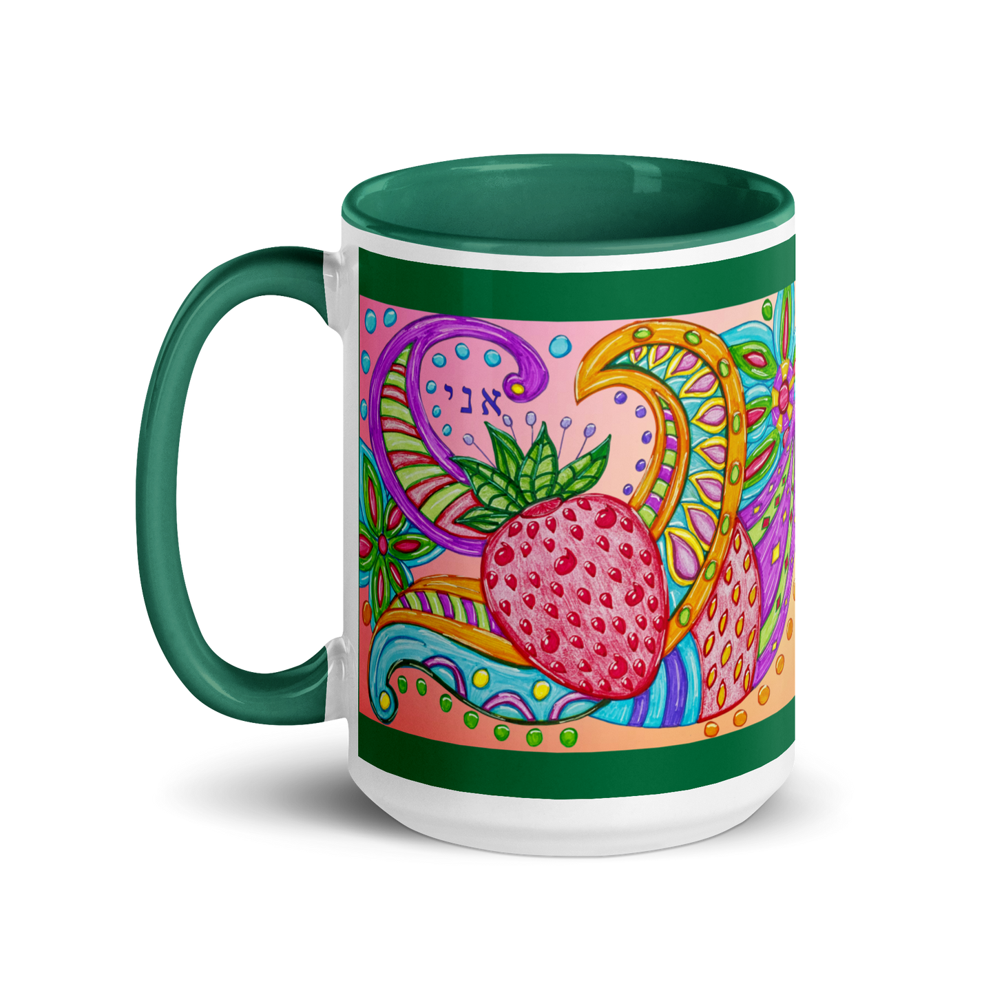 Custom Coffee Mug with Color Inside 15oz-Grn-Big Picture (72 Names of God-Aleph Nun Yud)-1-137online.com