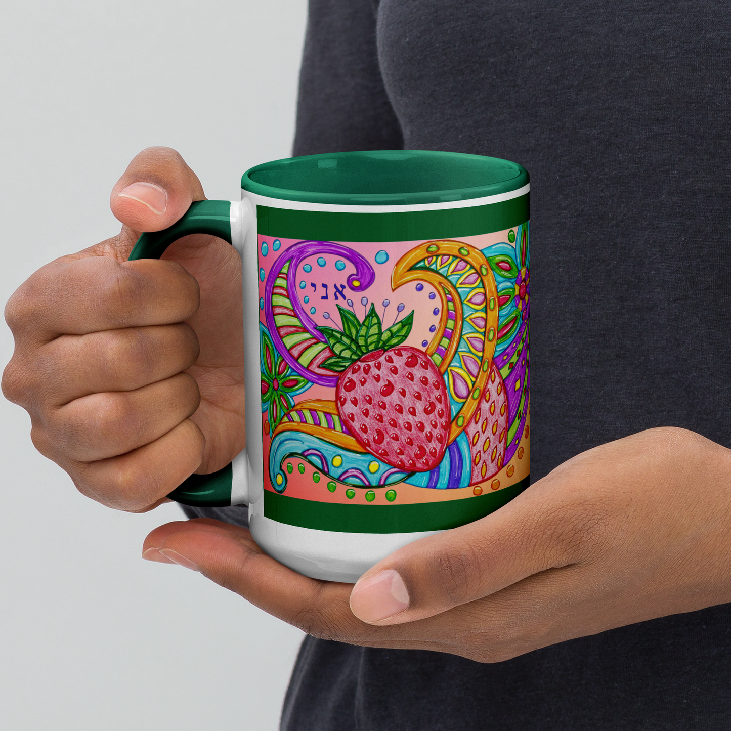 Custom Coffee Mug with Color Inside 15oz-Grn-Big Picture (72 Names of God-Aleph Nun Yud)-7-137online.com