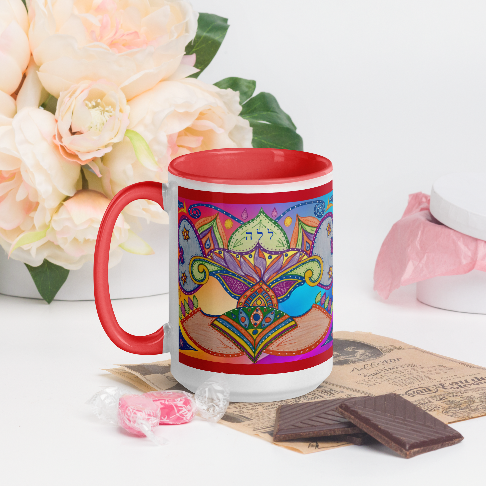 Custom Coffee Mug with Color Inside 15oz-Red-Dreams (72 Names of God-Ayin-Lamed-Hey)-10-137online.com