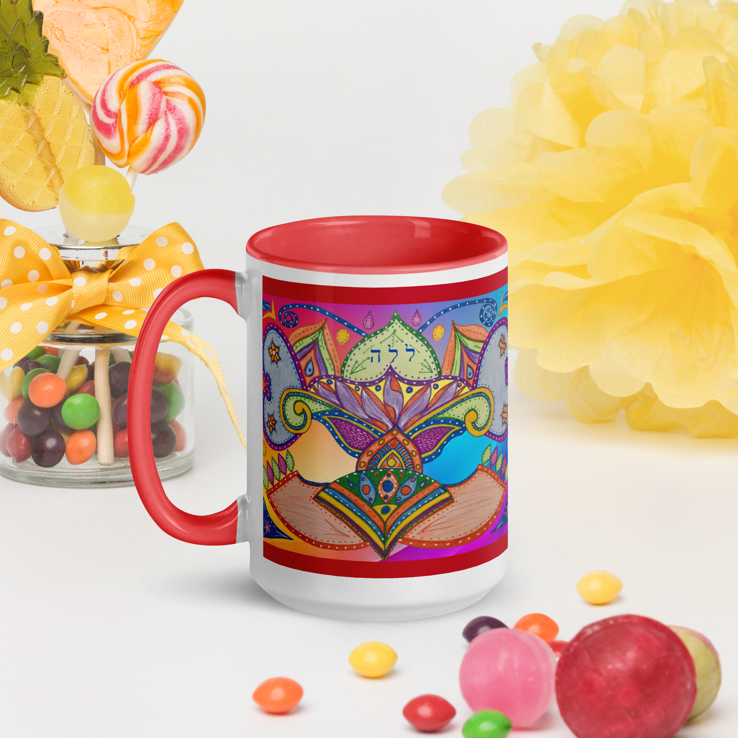 Custom Coffee Mug with Color Inside 15oz-Red-Dreams (72 Names of God-Ayin-Lamed-Hey)-11-137online.com