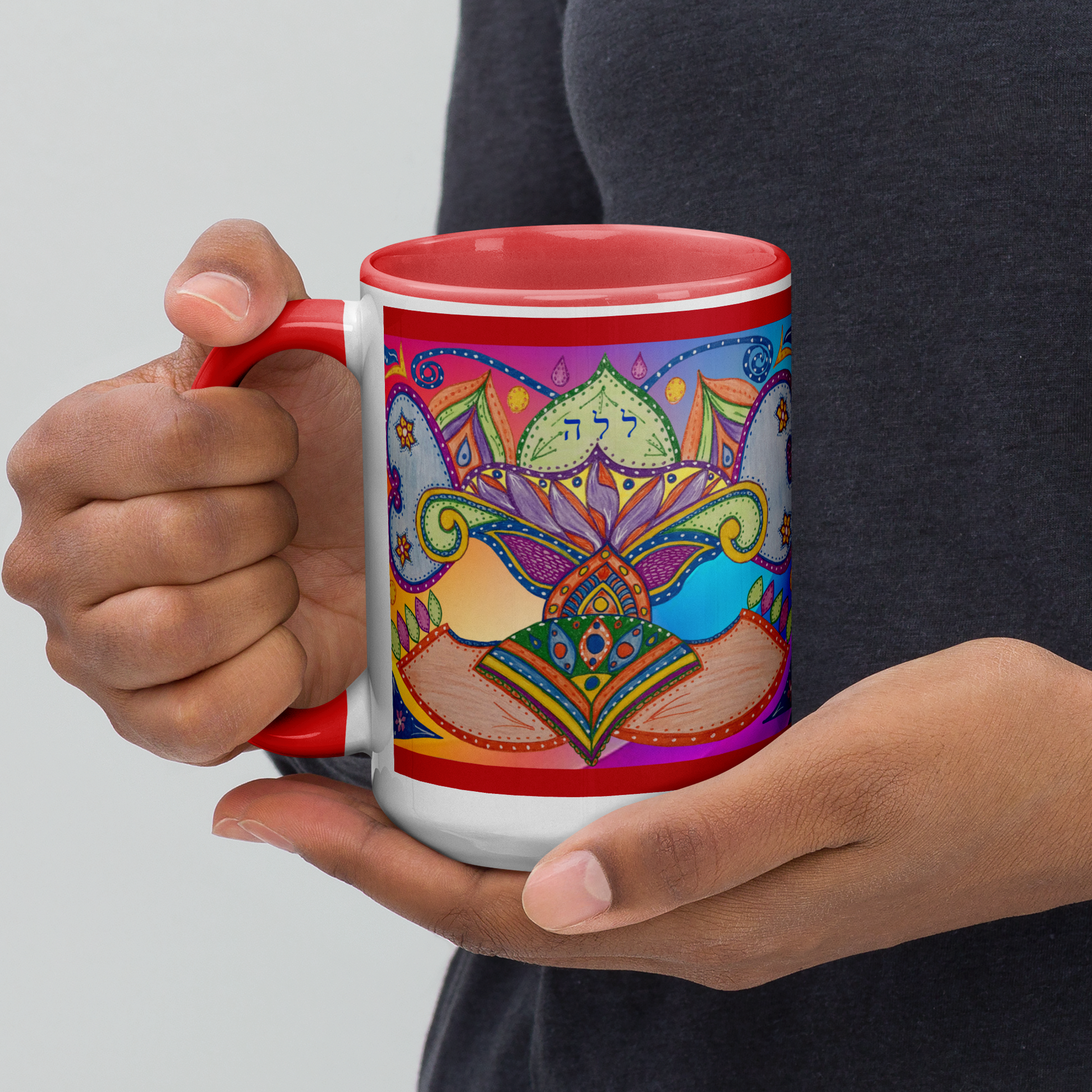 Custom Coffee Mug with Color Inside 15oz-Red-Dreams (72 Names of God-Ayin-Lamed-Hey)-12-137online.com