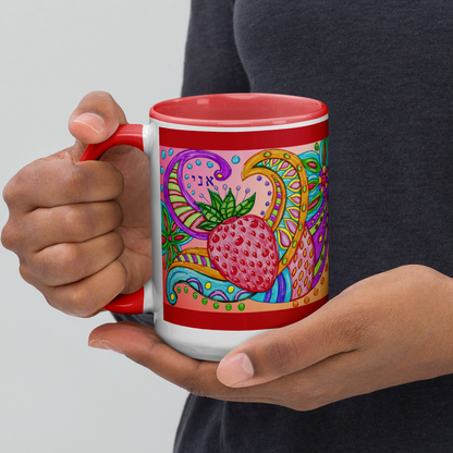 Custom Coffee Mug with Color Inside 15oz-Red-Big Picture (72 Names of God-Aleph Nun Yud)-7-137online.com