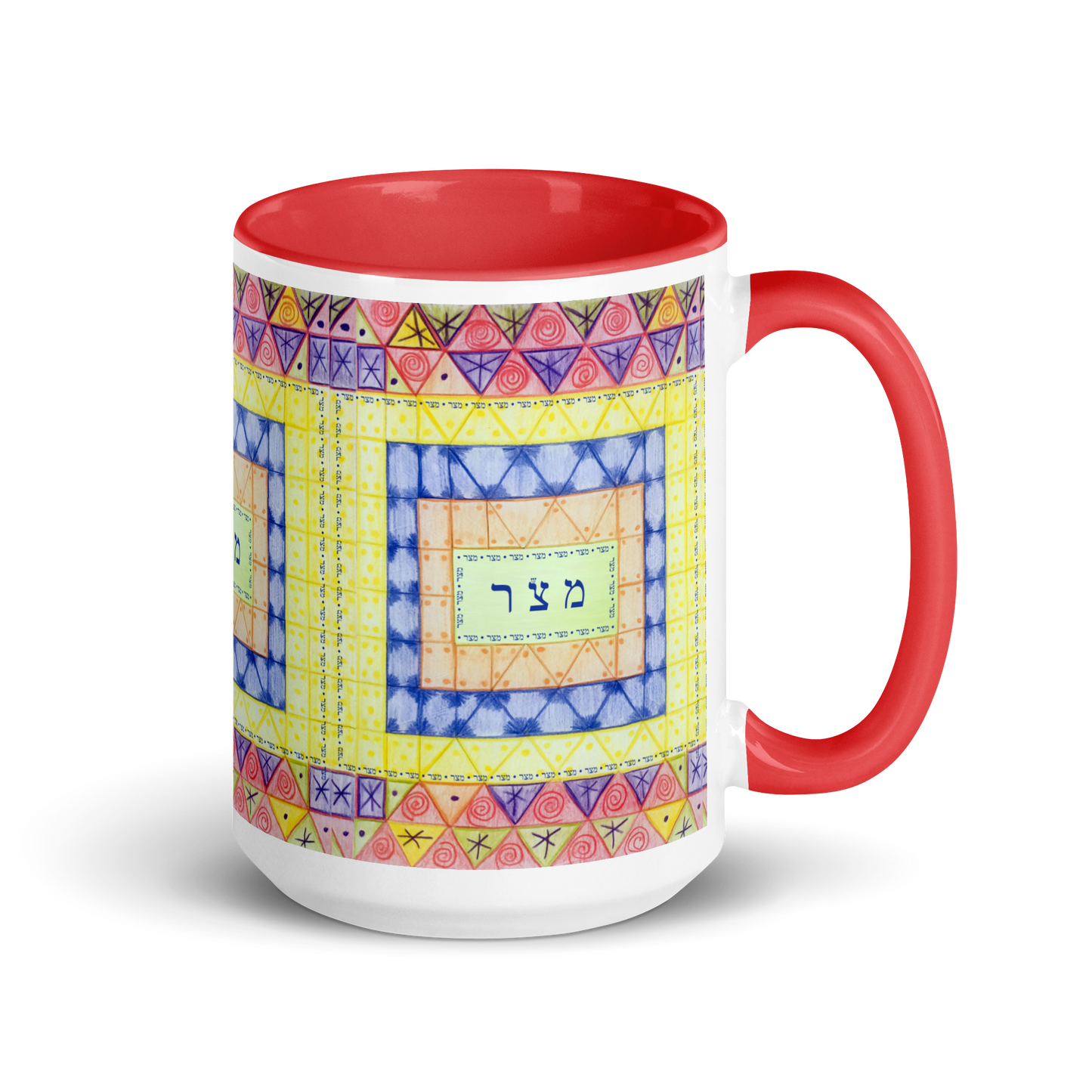 Custom-Coffee-Mug-with-Color-Inside-15oz-Red-Freedom-(72-Names-of-God–Mem-Zadik-Resh)-4-137online.com