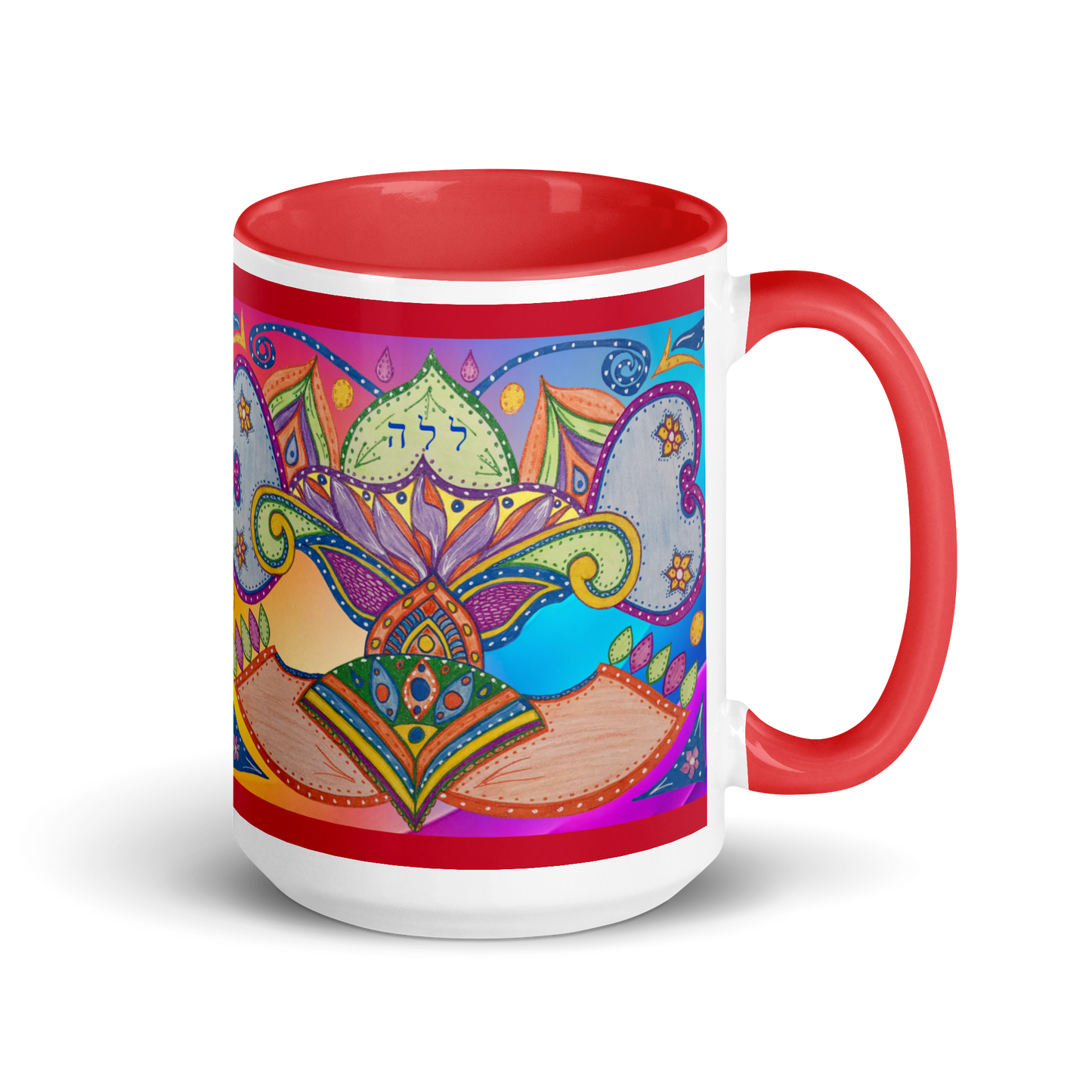 Custom Coffee Mug with Color Inside 15oz-Red-Dreams (72 Names of God-Ayin-Lamed-Hey)-6-137online.com